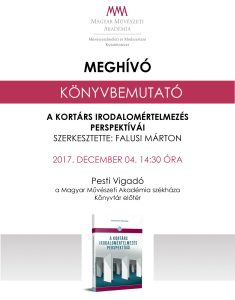 Könyvbemutató A kortárs irodalomértelmezés perspektívái