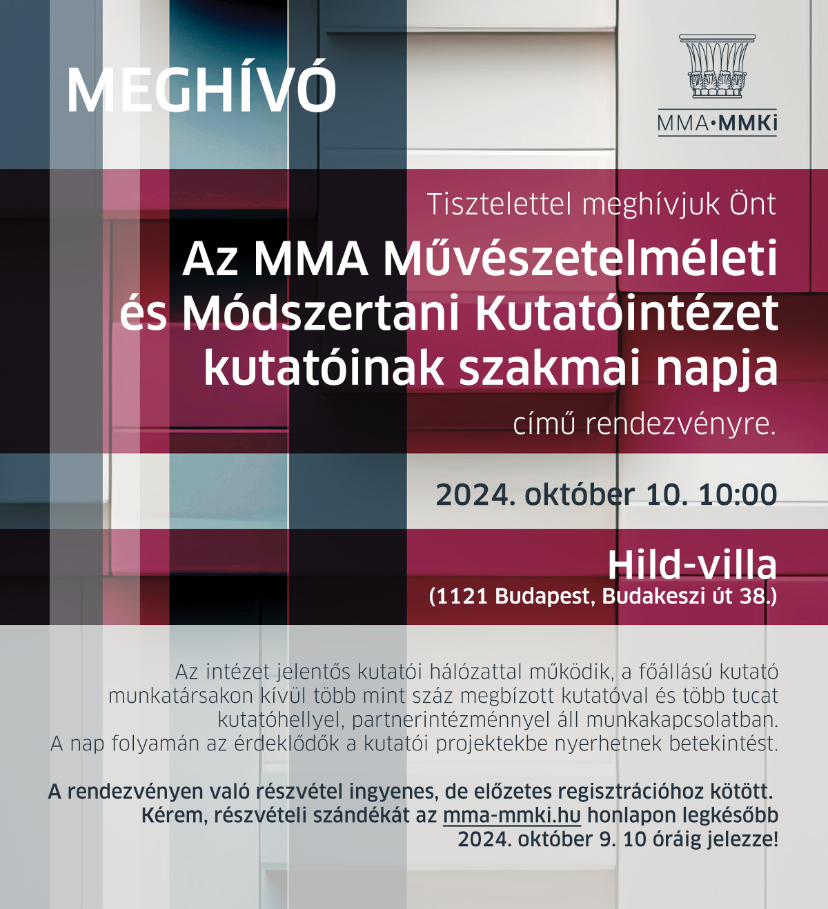 Az MMA Művészetelméleti és Módszertani Kutatóintézet kutatóinak szakmai napja